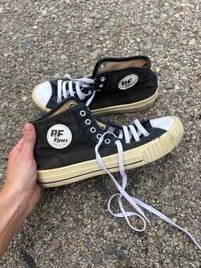 P.F. Flyers Black Canvas High-Top Sneakers with White Accents